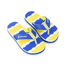 Pine Kids Slip On Flip Flops with Print -  Blue & Yellow