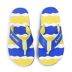 Pine Kids Slip On Flip Flops with Print -  Blue & Yellow
