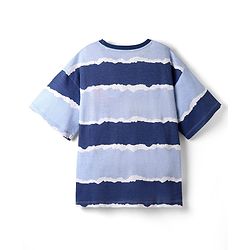 Pine Kids Marvel Single Jersey Knit Half Drop Shoulder Sleeves Oversized T-Shirt & Shorts Set With Captain America Graphics - Blue