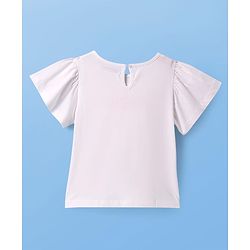 Pine Kids Cotton Knit Floral Print Frock with Half Sleeves Inner Tee - Pink & White