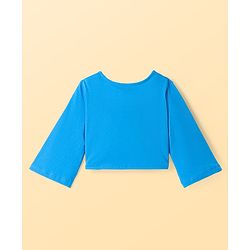 Pine Kids Cotton Knit Floral Printed Frock with Three Fourth Sleeves Shrug - Blue