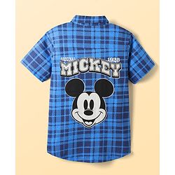 Pine Kids Disney Single Jersey Knit Half Sleeves Checkered Shirt & Sleeveless T-Shirt With Front & Back Mickey Mouse - Blue & White
