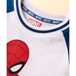 Pine Kids Marvel 100% Cotton Knit Drop Shoulder Oversized Half Raglan Sleeves T-Shirt And Shorts Set With Spider-Man Graphics - Navy Blue & White