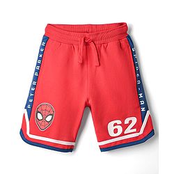 Pine Kids Marvel Terry Knit Knee Length Shorts With Spider Man Graphics - Red