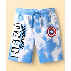 Pine Kids Marvel 100% Cotton Knit Drop Shoulder Half Sleeves T-Shirt And Shorts With Captain America Graphics - Blue