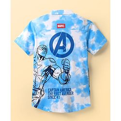 Pine Kids Marvel Single Jersey Knit Half Sleeves Tie & Dye Shirt With Front & Back Avengers Graphics  - Blue