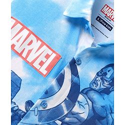 Pine Kids Marvel Single Jersey Knit Half Sleeves Tie & Dye Shirt With Front & Back Avengers Graphics  - Blue