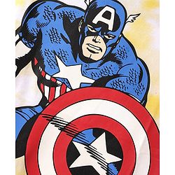 Pine Kids Marvel Single Jersey Knit Half Sleeves Oversized Drop Shoulder T-Shirt Captain America Graphics And Sequins Detailing - Yellow & White