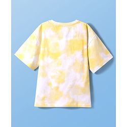 Pine Kids Marvel Single Jersey Knit Half Sleeves Oversized Drop Shoulder T-Shirt Captain America Graphics And Sequins Detailing - Yellow & White