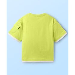 Pine Kids Marvel Single Jersey Knit Half Drop Shoulder Sleeves Oversized T-Shirt with Avengers Graphics & Pocket Detailing - Neon Green