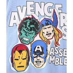 Pine Kids Marvel Single Jersey Knit Oversized Half Sleeves Drop Shoulder T-Shirt with Avengers Graphics - Light Blue