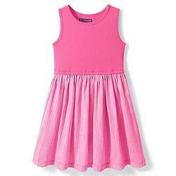 Pine Kids Cotton Knit Sleeveless Solid Color Frock  - Dark Pink