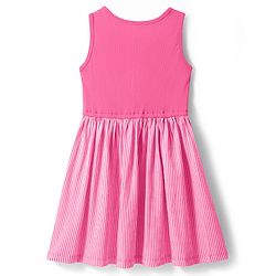 Pine Kids Cotton Knit Sleeveless Solid Color Frock  - Dark Pink