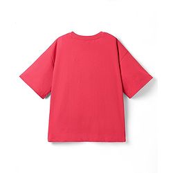 Pine Kids Marvel Single Jersey Knit Drop Shoulder Half Sleeves Oversized T-Shirt with Iron Man Graphics - Red