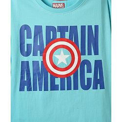 Pine Kids Marvel Single Jersey Knit Half Sleeves Oversized  Drop Shoulder T-Shirt With Avengers-Captain America Graphics And Badge Detailing - Light Blue