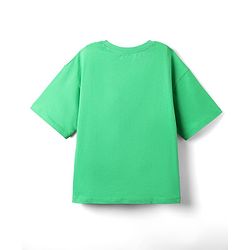Pine Kids Marvel Single Jersey Knit Half Drop Shoulder Sleeves Oversized T-Shirt with Captain America Graphics - Green