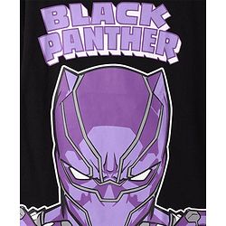Pine Kids Marvel Single Jersey Knit Oversized Half Sleeves Drop Shoulder T-Shirt With Avengers Black Panther Graphics And Badge Detailing - Black