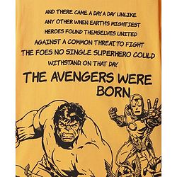 Pine Kids Marvel  Single Jersey Knit Oversized Half Sleeves Drop Shoulder T-Shirt With Front And Back Avengers Graphics - Yellow