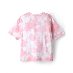 Pine Kids Disney Single Jersey Knit Half Drop Shoulder Sleeves Tie & Dye Oversized T-Shirt with Minnie Mouse Graphics - Pink