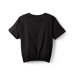 Pine Kids Cotton Knit Half Sleeves Top with Text Print - Black