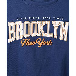 Pine Kids Cotton Knit Half Sleeves Top with Text Print - Navy Blue