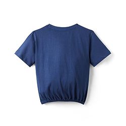 Pine Kids Cotton Knit Half Sleeves Top with Text Print - Navy Blue