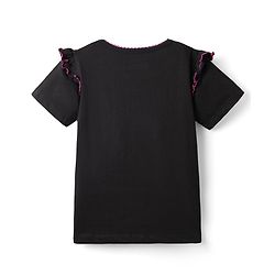 Pine Kids Cotton Knit Half Sleeves Top with Text Foil Print - Black