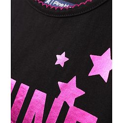 Pine Kids Cotton Knit Half Sleeves Top with Text Foil Print - Black