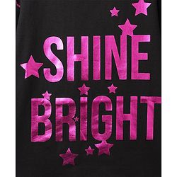 Pine Kids Cotton Knit Half Sleeves Top with Text Foil Print - Black