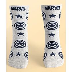 Pine Kids Marvel Knit Antibacterial Socks With Stripes & Avengers Graphics Pack Of 3 - Orange Light Blue & Grey
