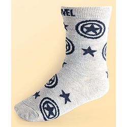 Pine Kids Marvel Knit Antibacterial Socks With Stripes & Avengers Graphics Pack Of 3 - Orange Light Blue & Grey