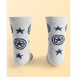 Pine Kids Marvel Knit Antibacterial Socks With Stripes & Avengers Graphics Pack Of 3 - Orange Light Blue & Grey