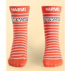 Pine Kids Marvel Knit Antibacterial Socks With Stripes & Avengers Graphics Pack Of 3 - Orange Light Blue & Grey