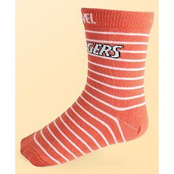 Pine Kids Marvel Knit Antibacterial Socks With Stripes & Avengers Graphics Pack Of 3 - Orange Light Blue & Grey