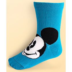 Pine Kids Disney Knit Antibacterial Socks With Stripes & Mickey Mouse Graphics Pack Of 3 - Red Light Blue & White