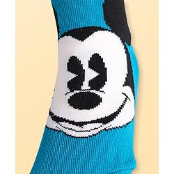 Pine Kids Disney Knit Antibacterial Socks With Stripes & Mickey Mouse Graphics Pack Of 3 - Red Light Blue & White