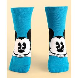 Pine Kids Disney Knit Antibacterial Socks With Stripes & Mickey Mouse Graphics Pack Of 3 - Red Light Blue & White
