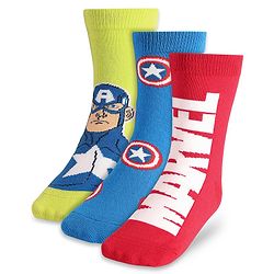 Pine Kids Marvel Knit Antibacterial Socks With Avenger Graphics Pack Of 3 - Red Blue & Green