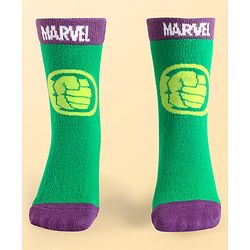 Pine Kids Marvel Knit Antibacterial Socks With Avengers Graphics Pack Of 3 - Green Light Blue & White