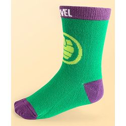 Pine Kids Marvel Knit Antibacterial Socks With Avengers Graphics Pack Of 3 - Green Light Blue & White