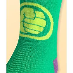 Pine Kids Marvel Knit Antibacterial Socks With Avengers Graphics Pack Of 3 - Green Light Blue & White