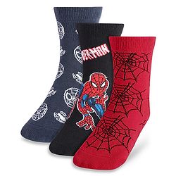 Pine Kids Marvel Knit Antibacterial Socks With Spider Man Graphics Pack Of 3 - Red Black & Grey