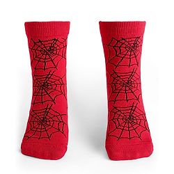 Pine Kids Marvel Knit Antibacterial Socks With Spider Man Graphics Pack Of 3 - Red Black & Grey