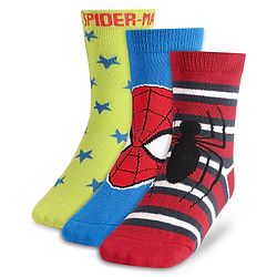 Pine Kids Knit Antibacterial Socks With Spider Man Graphics Pack Of 3 - Red Blue & Green