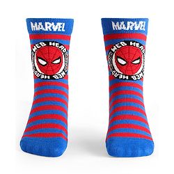Pine Kids Knit Antibacterial Socks With Spider Man Graphics Pack Of 3 - Red Yellow & Blue