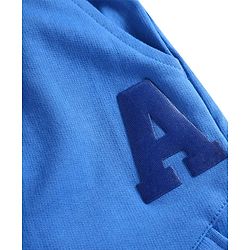 Pine Kids Looper Knit Knee Length Shorts with Patch Detailing - Blue