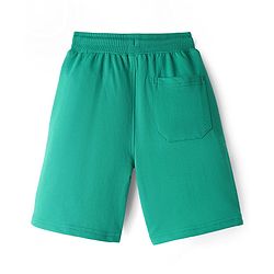 Pine Kids Looper Knit Knee Length Cut & Sew Shorts with Champ Text Print - Green & Purple