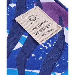 Pine Kids Looper Knit Above Knee Length Shorts with Abstract Print - Blue