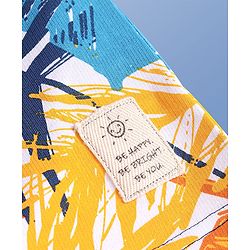 Pine Kids Looper Knit Above Knee Length Shorts with Tropical Print - Blue & Yellow