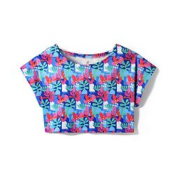 Pine Active Knit Half Sleeves Printed Crop Top With Inner Vest - Navy Blue